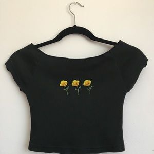 brandy melville off-the-shoulder crop top